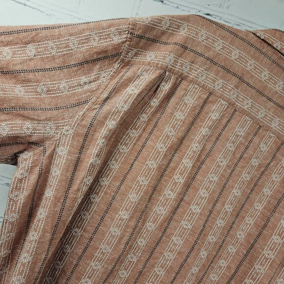 Mutual Weave Cotton Linen Button Up Shirt Mens 3XLT tall Short Sleeve Geometric - Picture 10 of 14